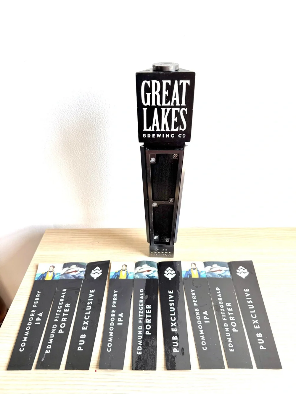Great Lakes Brewing Co Interchangeable 3-Sided Beer Bar Tap Handle w/ 6 Inserts